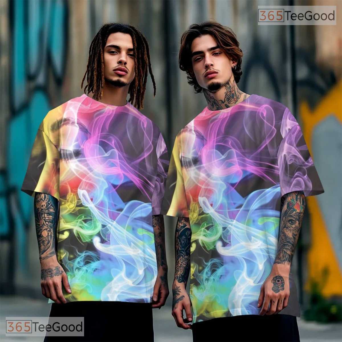 Ethereal Beauty Smoke Portrait Graphic 3D Printed Casual Unisex Tee Shirt Styles