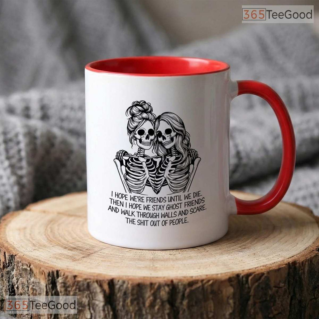 Best Friend Skeleton Mug - Personalized Bestie Ghost Friends Line Art Ceramic Accent Mug