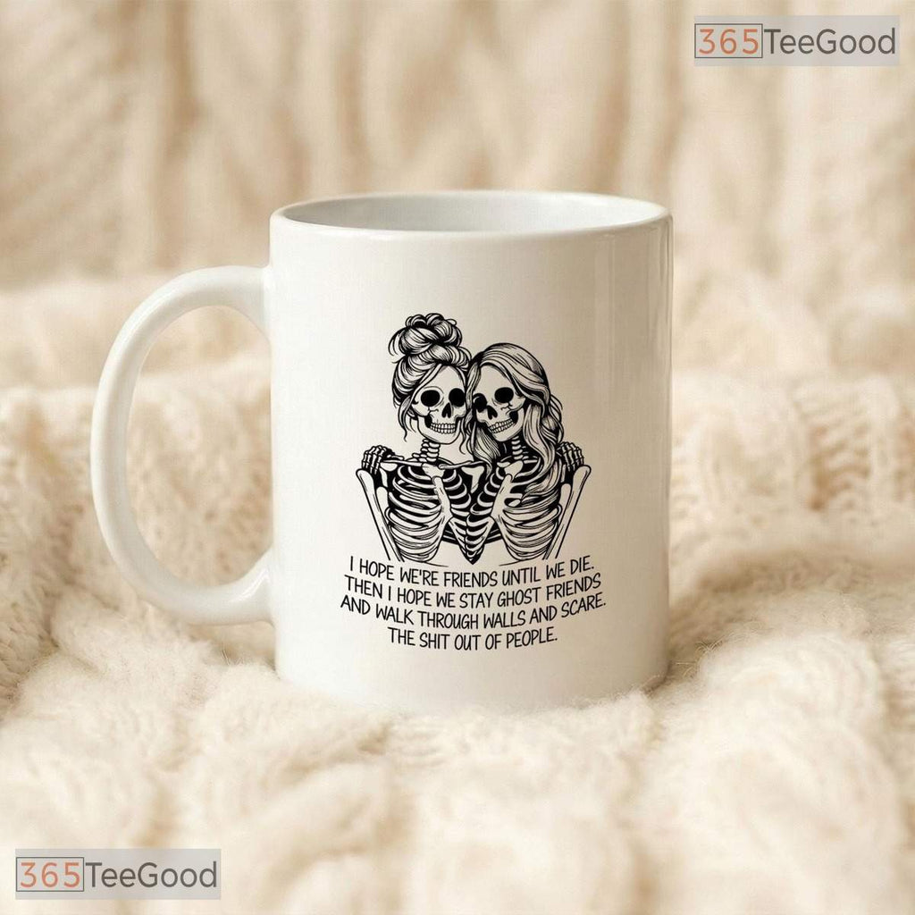 Best Friend Skeleton Mug - Personalized Bestie Ghost Friends Line Art Ceramic Accent Mug