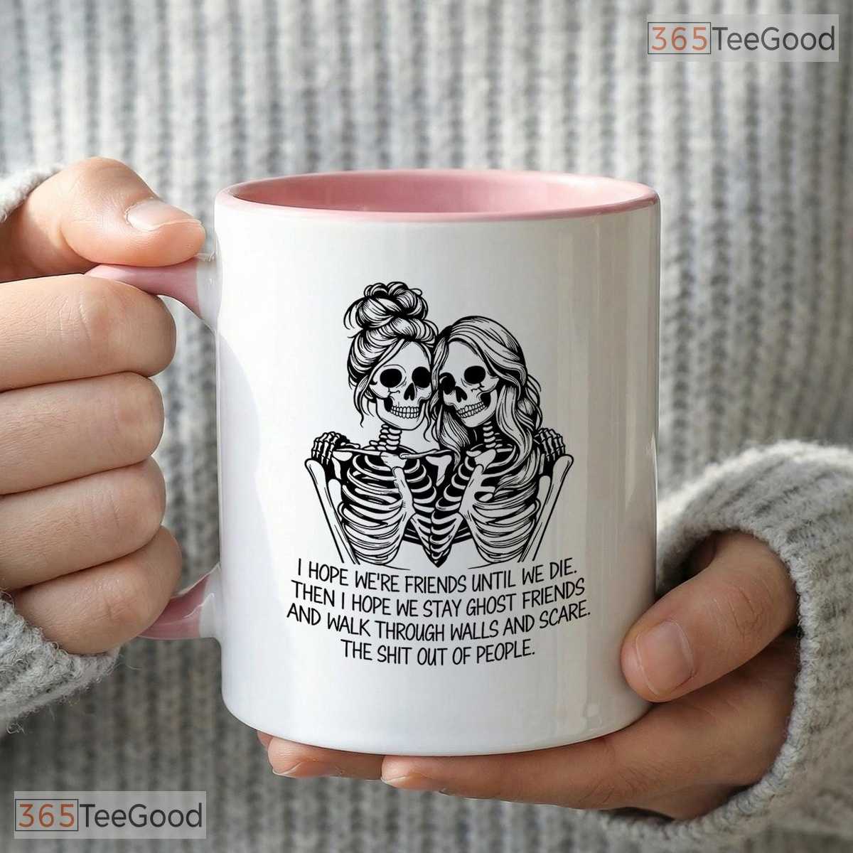 Best Friend Skeleton Mug - Personalized Bestie Ghost Friends Line Art Ceramic Accent Mug