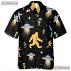Bigfoot Alien UFO Hawaiian Shirt - Unisex Cryptid Space Sasquatch Tee