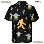Bigfoot Alien UFO Hawaiian Shirt - Unisex Cryptid Space Sasquatch Tee