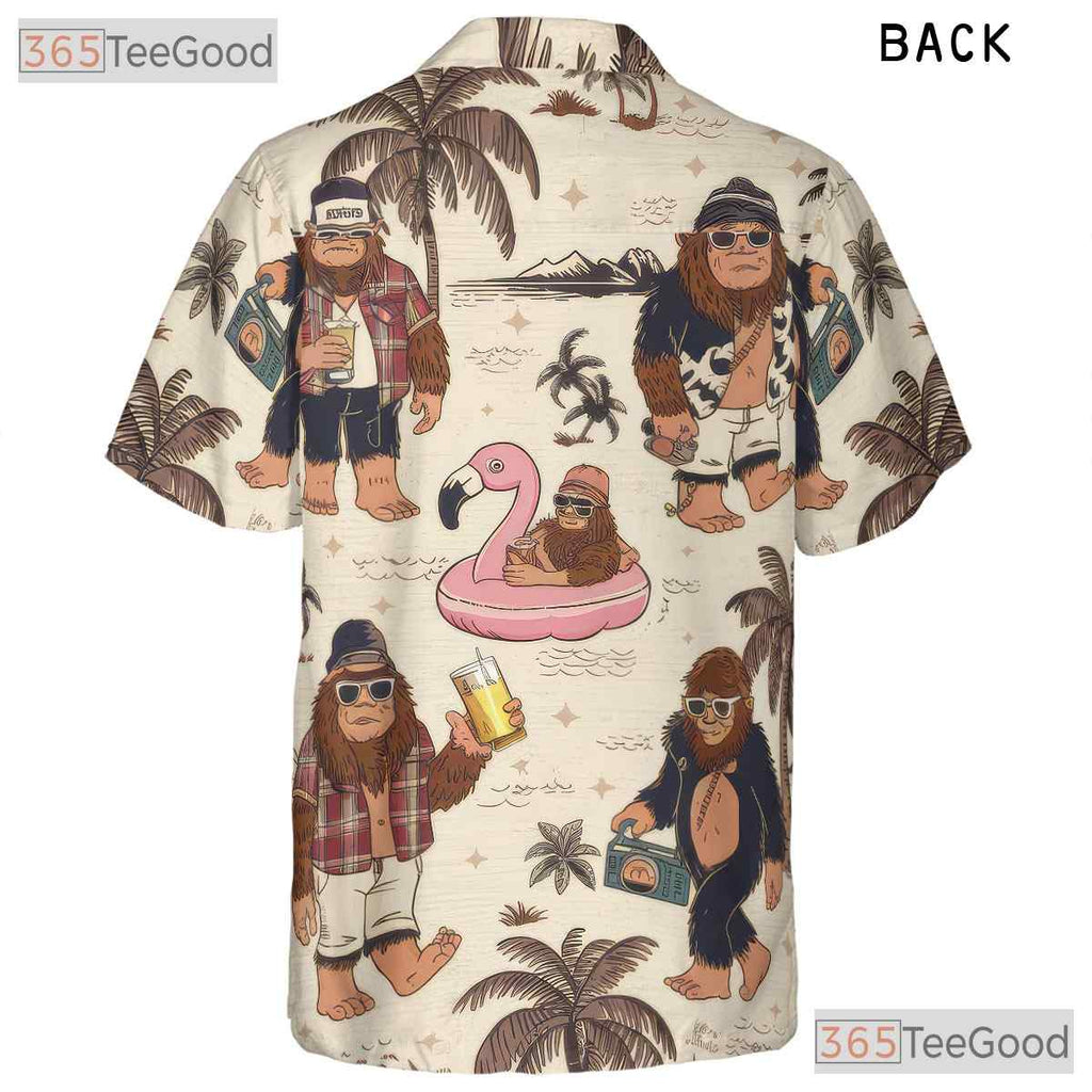 Bigfoot Beach Hawaiian Shirt for Men - Retro Sasquatch Vacation Summer Party