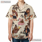 Bigfoot Beach Hawaiian Shirt for Men - Retro Sasquatch Vacation Summer Party