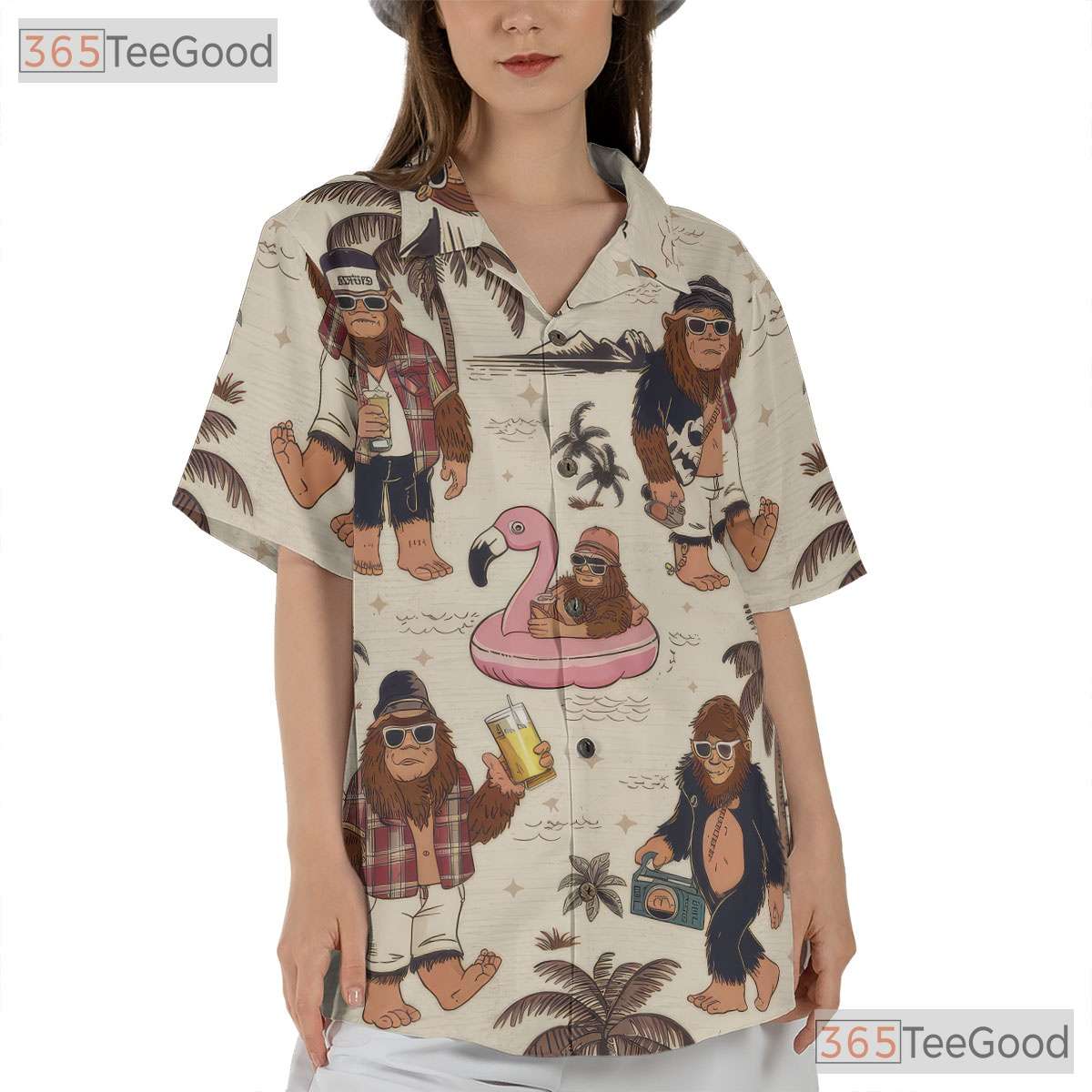 Bigfoot Beach Hawaiian Shirt for Men - Retro Sasquatch Vacation Summer Party