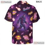 Bigfoot Neon Bowling Strike Hawaiian Tee- Unisex Funny Graphic Summer Top