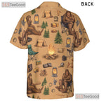 Bigfoot Sasquatch Camping Outdoor Forest Campfire Aloha Hawaiian Tee Unisex