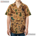 Bigfoot Sasquatch Camping Outdoor Forest Campfire Aloha Hawaiian Tee Unisex