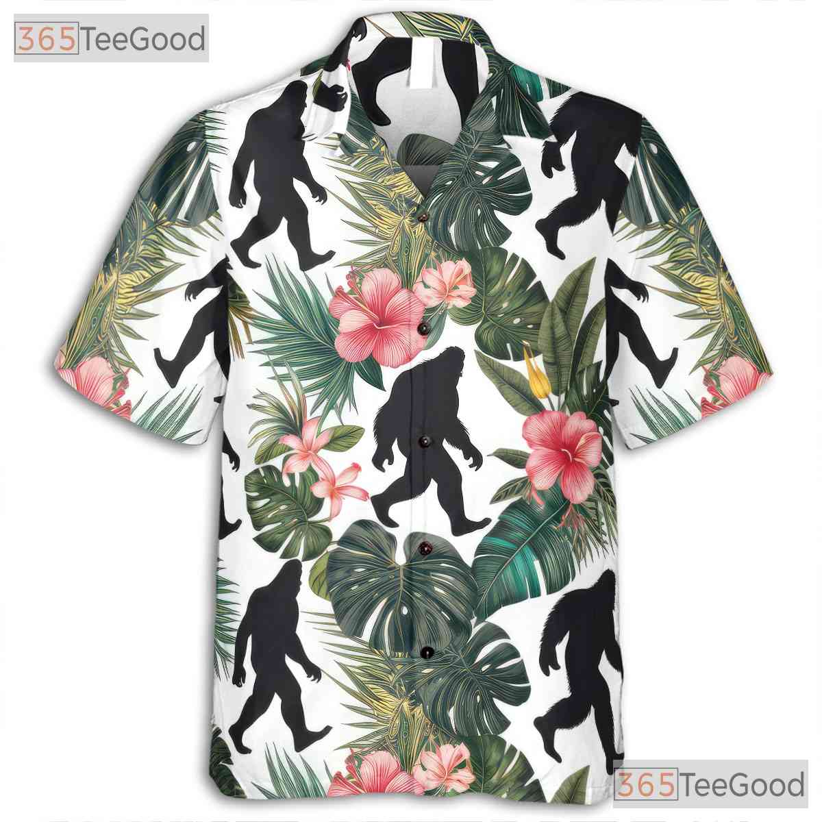 Bigfoot Tropical Jungle Hawaiian Shirt - Men's Unique Floral Print Tee