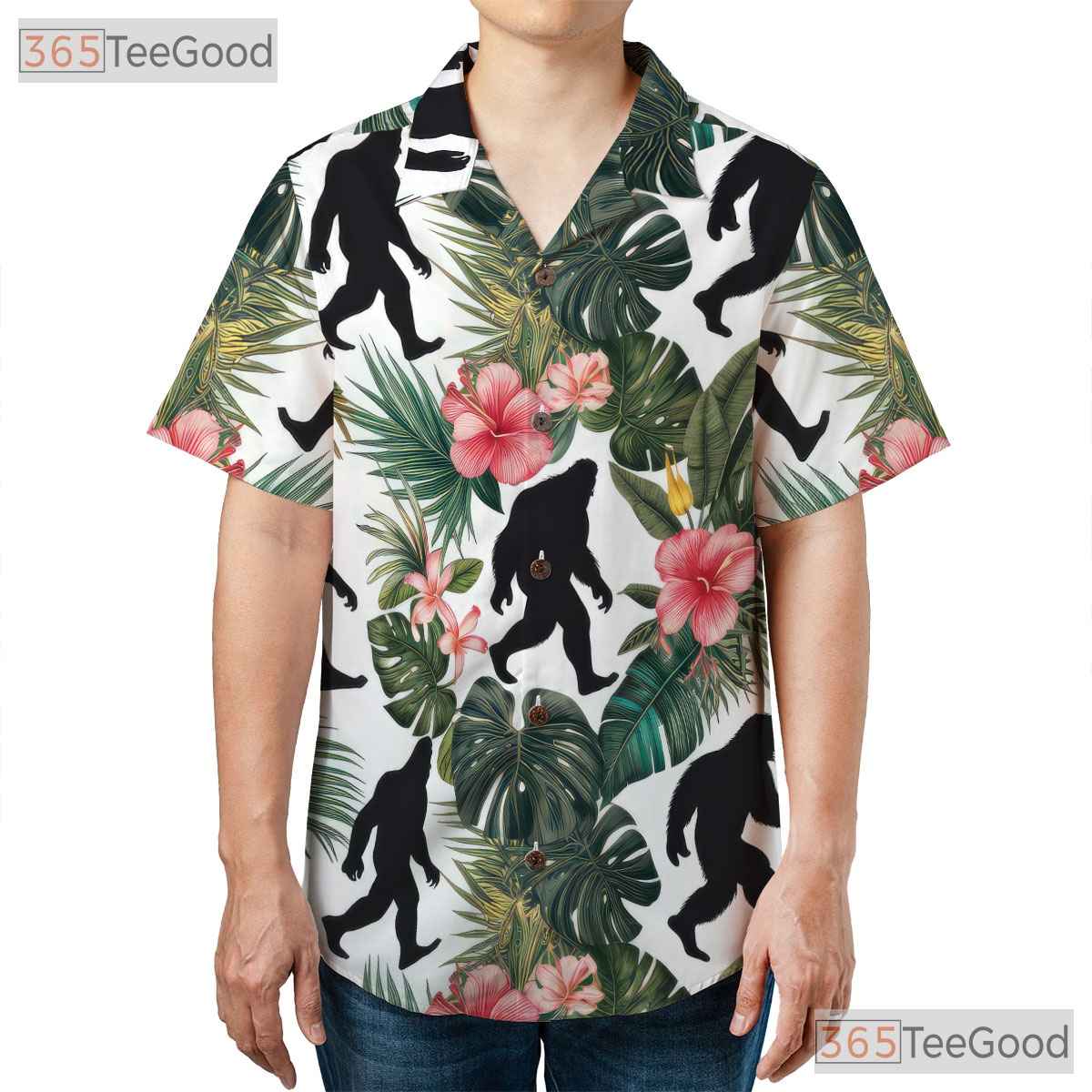 Bigfoot Tropical Jungle Hawaiian Shirt - Men's Unique Floral Print Tee