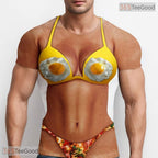 Funny Hairy Chest Bikini Food Graphic 3D Printed Casual Novelty Unisex T-Shirt