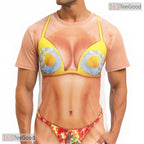 Funny Hairy Chest Bikini Food Graphic 3D Printed Casual Novelty Unisex T-Shirt