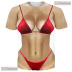 Funny Red Bikini Creative Pattern 3D Graphic Printed Crewneck Unisex T-Shirt