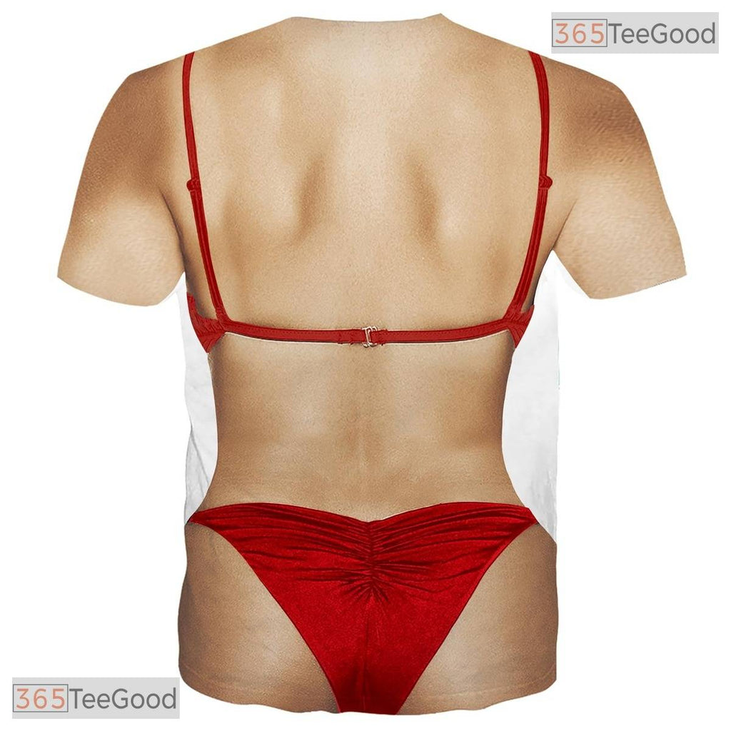 Funny Red Bikini Creative Pattern 3D Graphic Printed Crewneck Unisex T-Shirt