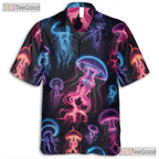 Bioluminescent Neon Jellyfish Ocean Space Aloha Party Hawaiian Shirt Unisex