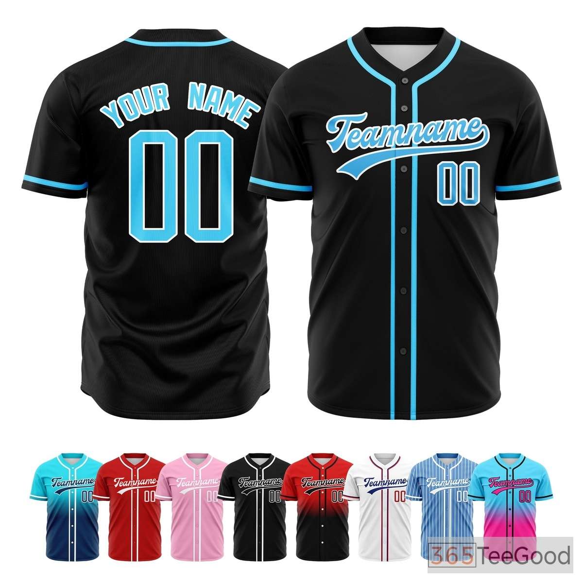 Black and Blue Baseball Jersey Tee for Men & Women - A bold choice for casual, comfortable style
