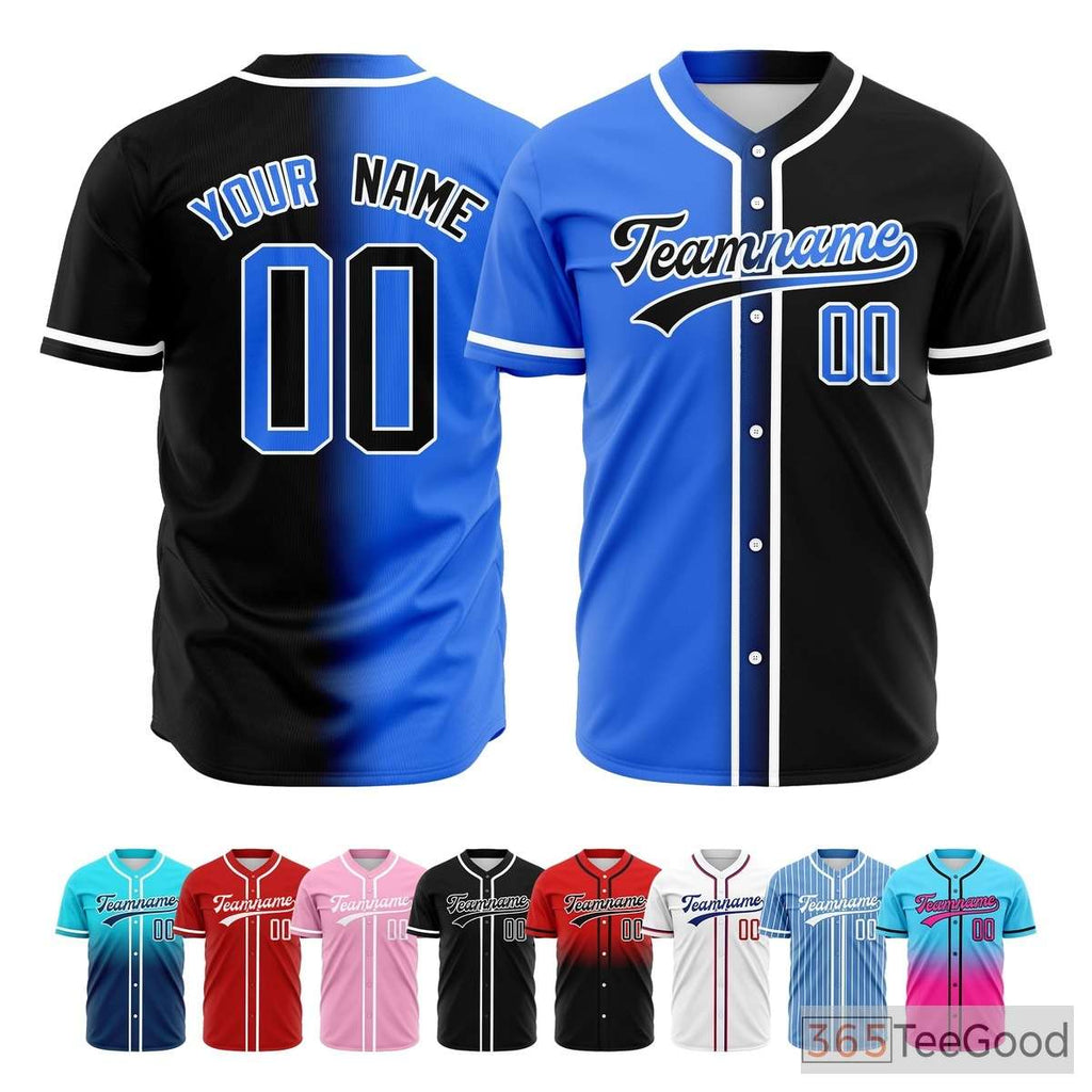 Black and Blue Baseball Jersey Tee for Men & Women - A comfortable option for a sporty, casual look