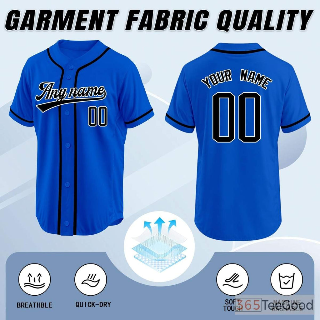 Black and Blue Baseball Jersey Tee for Men & Women - Perfect for a laid-back casual look
