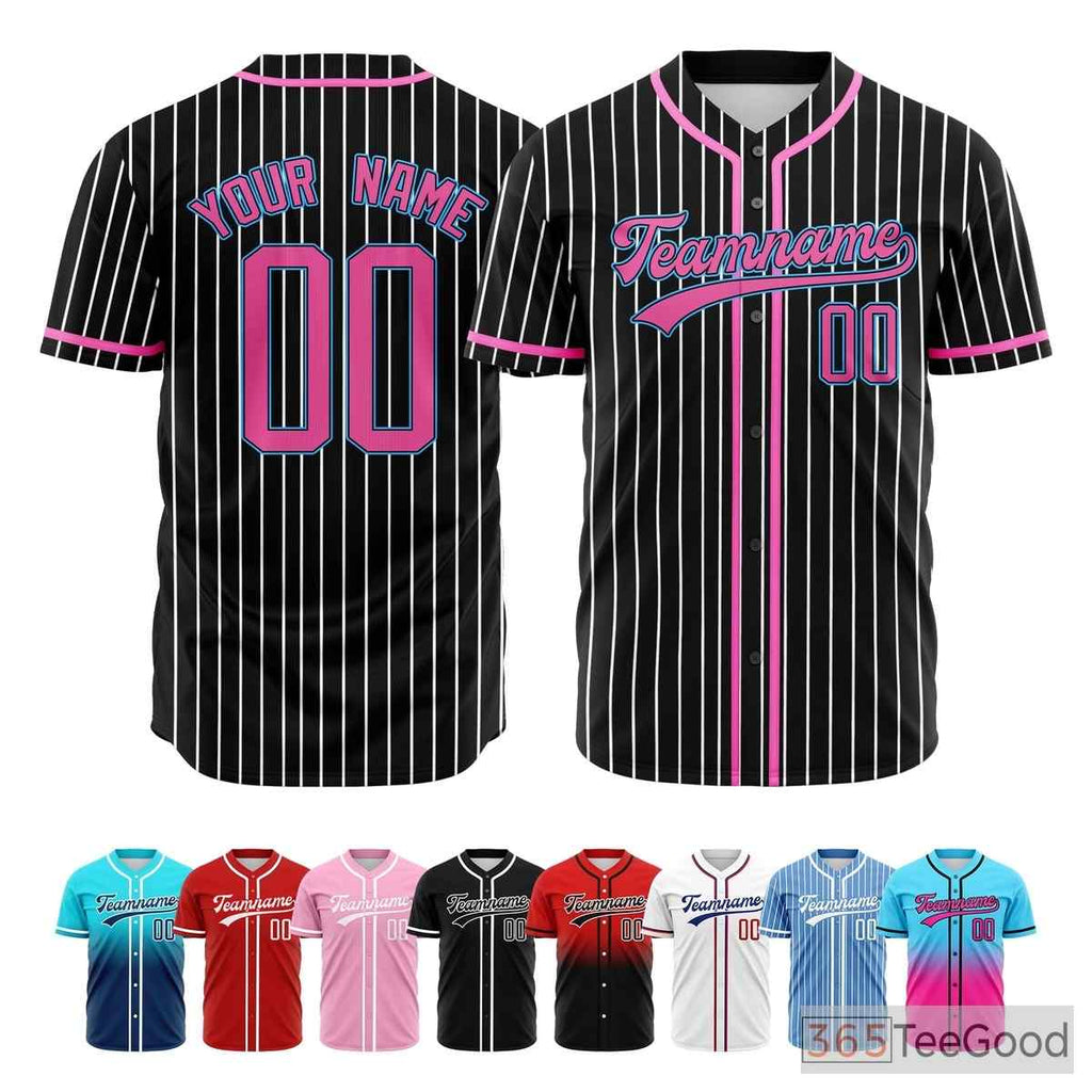 Black and Pink Baseball Jersey Tee for Men & Women - Comfortable for a casual style