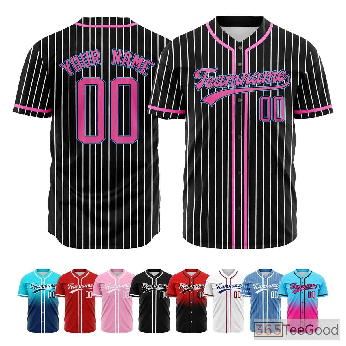 Black and Pink Baseball Jersey Tee for Men & Women - Comfortable for a casual style