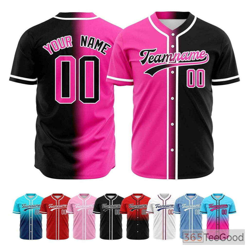Black and Pink Baseball Jersey Tee for Men & Women - A stylish blend for everyday comfort