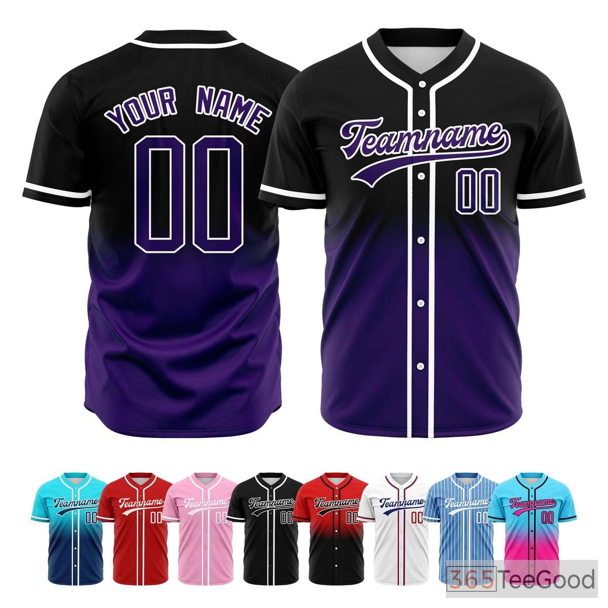 Black and Purple Baseball Jersey Tee for Men & Women - A distinct look for casual comfort