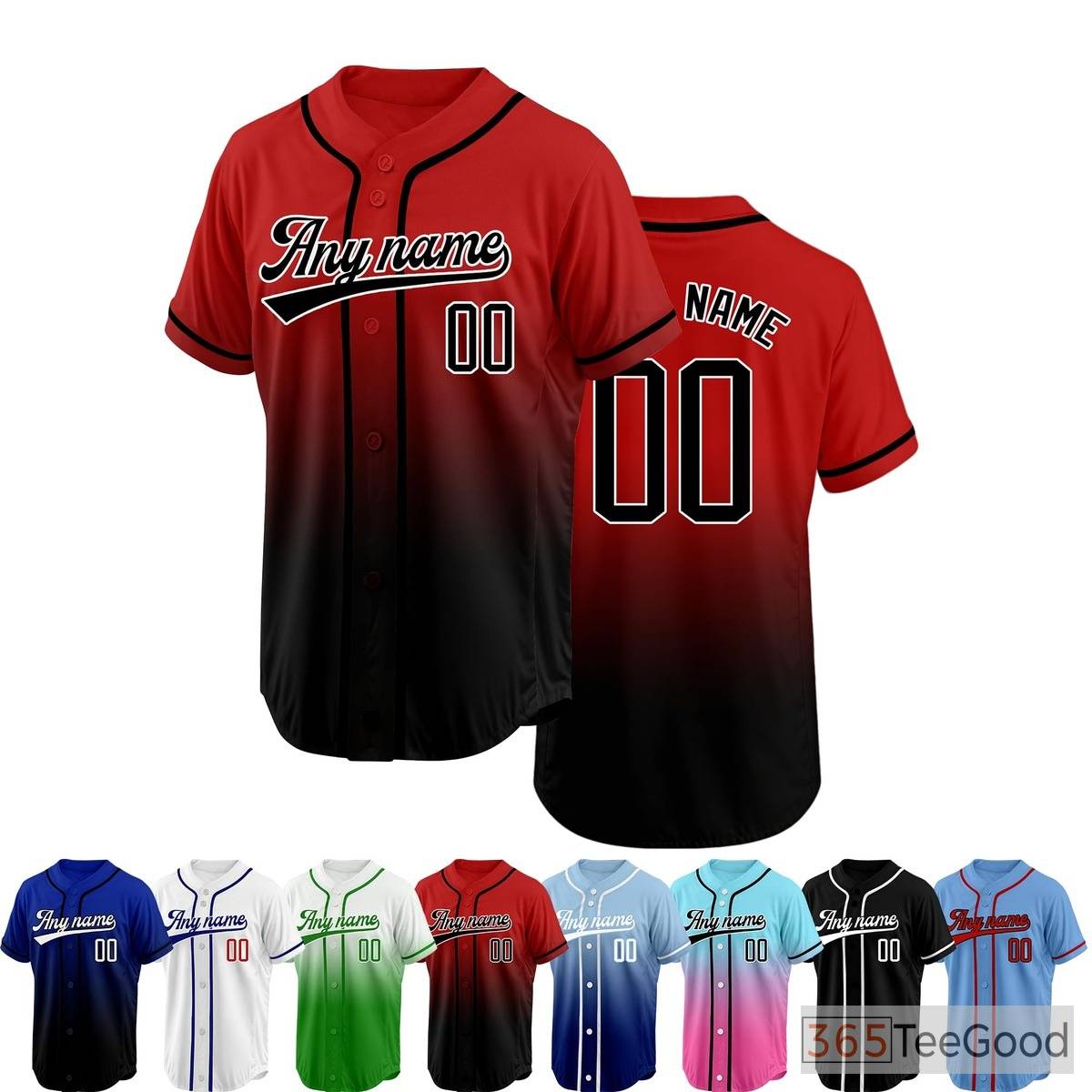 Black and Red Baseball Jersey Tee for everyday wear with a bold color contrast