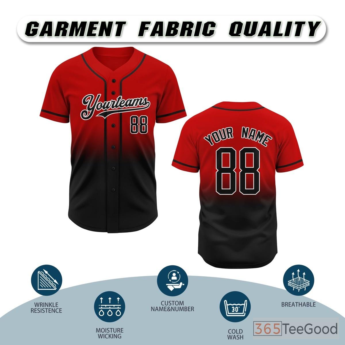Black and Red Baseball Jersey Tee for Men & Women - A versatile option for custom style