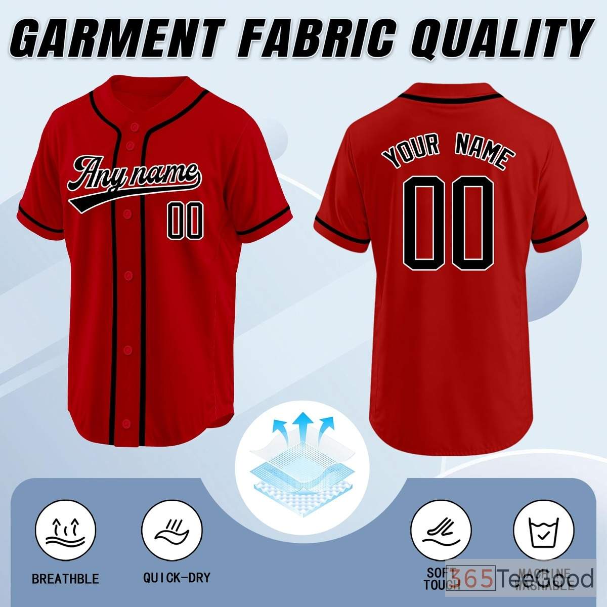 Black and Red Baseball Jersey Tee for versatile comfort and a classic casual appeal
