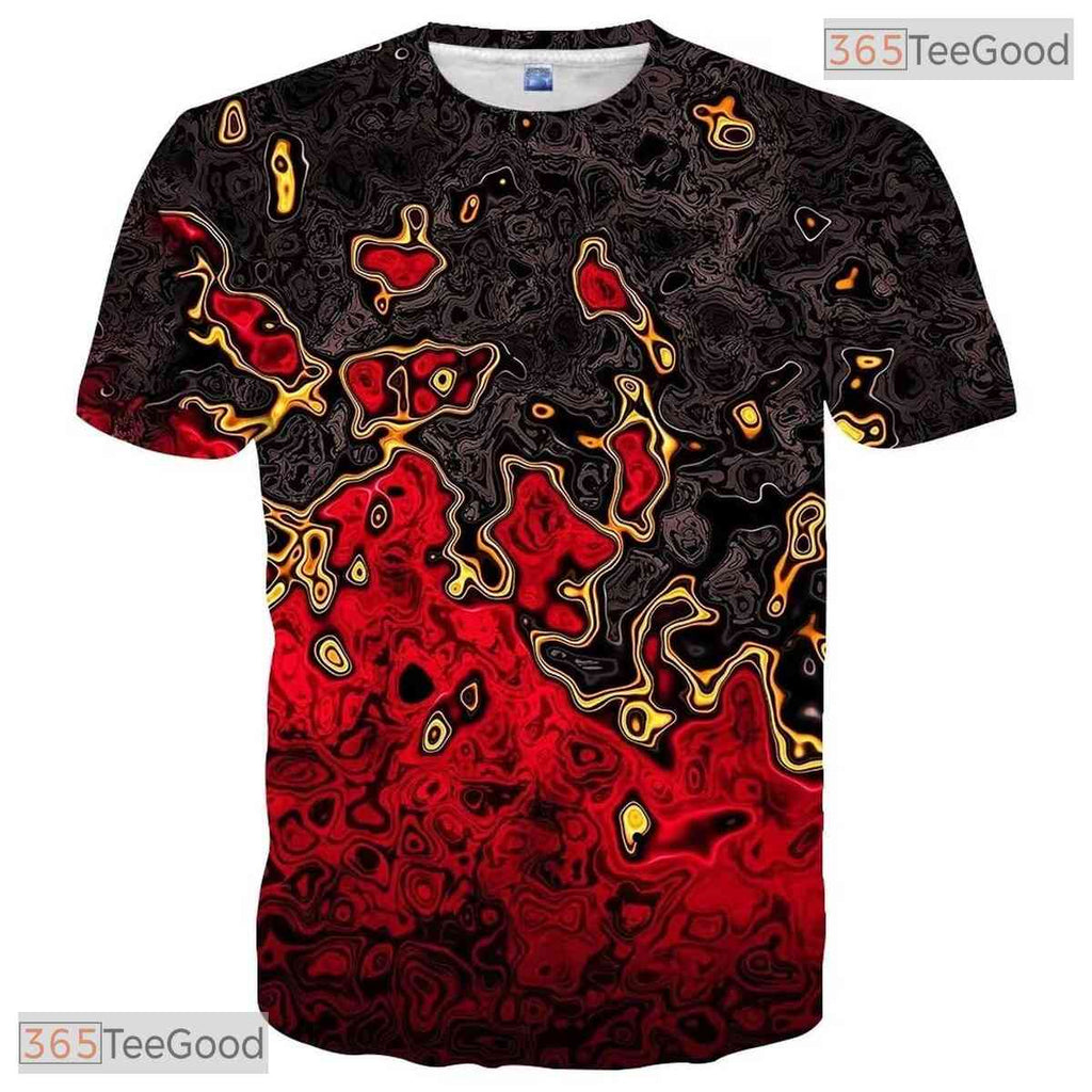 Dark Black And Red Colorful Print 3D Casual Unisex T-Shirt For Men Women Teens