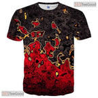 Dark Black And Red Colorful Print 3D Casual Unisex T-Shirt For Men Women Teens