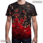 Dark Black And Red Colorful Print 3D Casual Unisex T-Shirt For Men Women Teens