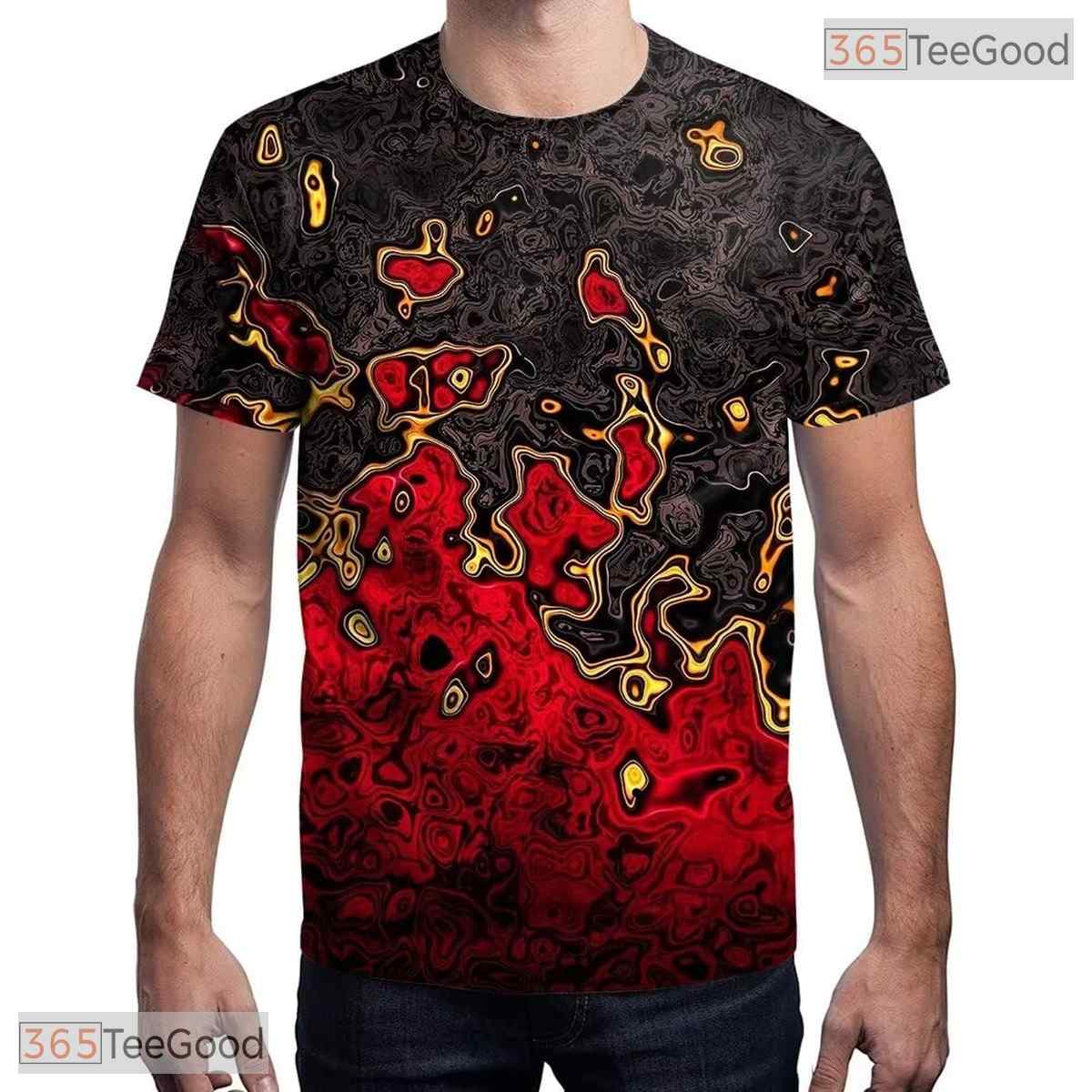 Dark Black And Red Colorful Print 3D Casual Unisex T-Shirt For Men Women Teens