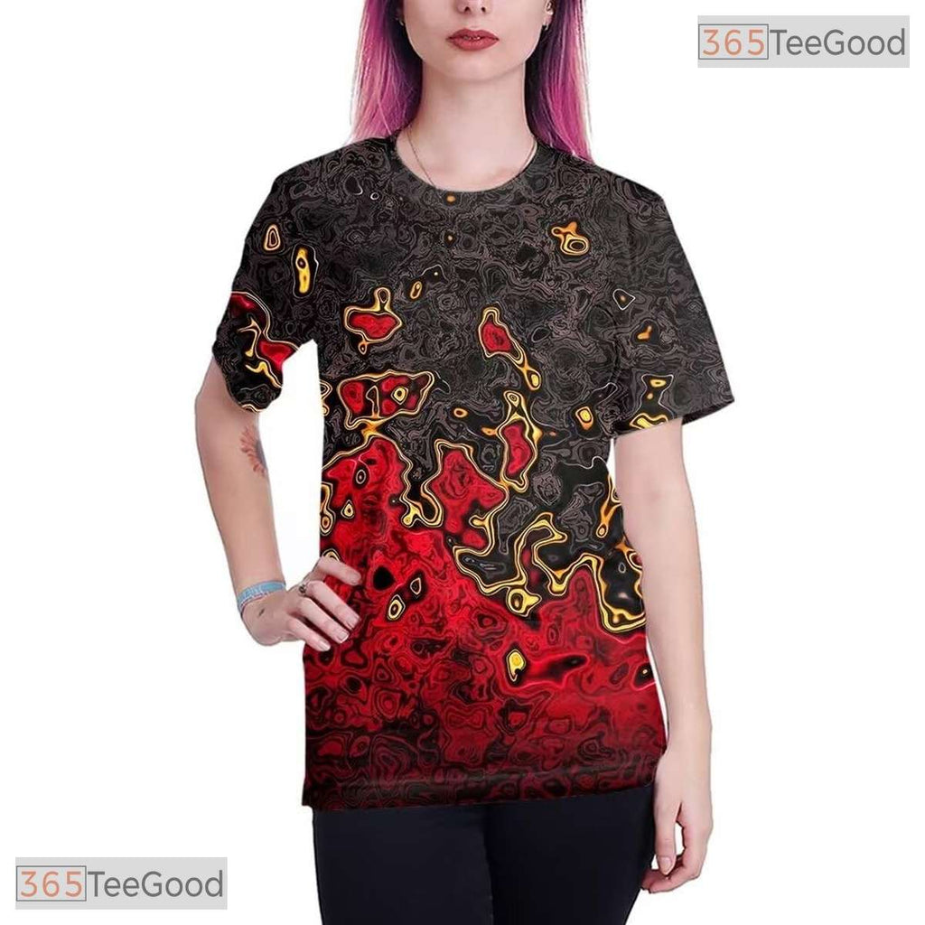 Dark Black And Red Colorful Print 3D Casual Unisex T-Shirt For Men Women Teens