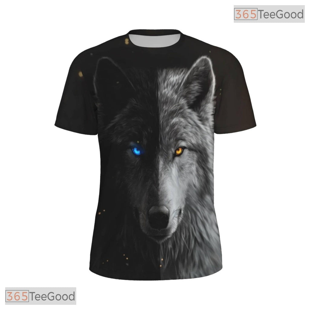 Black And White Wolf Graphic Art 3D Pattern Printed Casual Unisex T-Shirt Styles