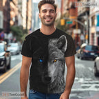 Black And White Wolf Graphic Art 3D Pattern Printed Casual Unisex T-Shirt Styles