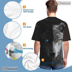 Black And White Wolf Graphic Art 3D Pattern Printed Casual Unisex T-Shirt Styles