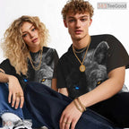 Black And White Wolf Graphic Art 3D Pattern Printed Casual Unisex T-Shirt Styles