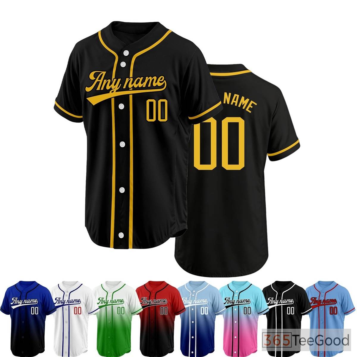 Black and Yellow Baseball Jersey Tee for Men & Women - A comfortable choice for daily wear
