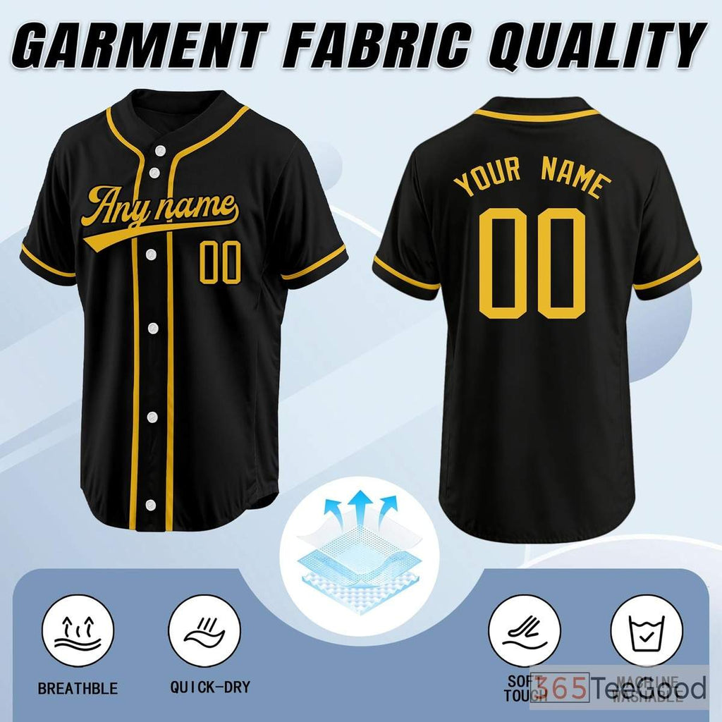 Black and Yellow Baseball Jersey Tee for Men & Women - A comfortable choice for daily wear