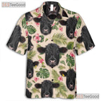 Black Angus Cattle Floral Seamless Tropical Hawaiian Shirt Unisex Aloha Top