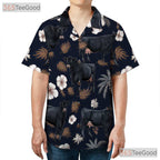 Black Angus Cow Western Farm Animal Floral Aloha Hawaiian Shirt Unisex Vacation