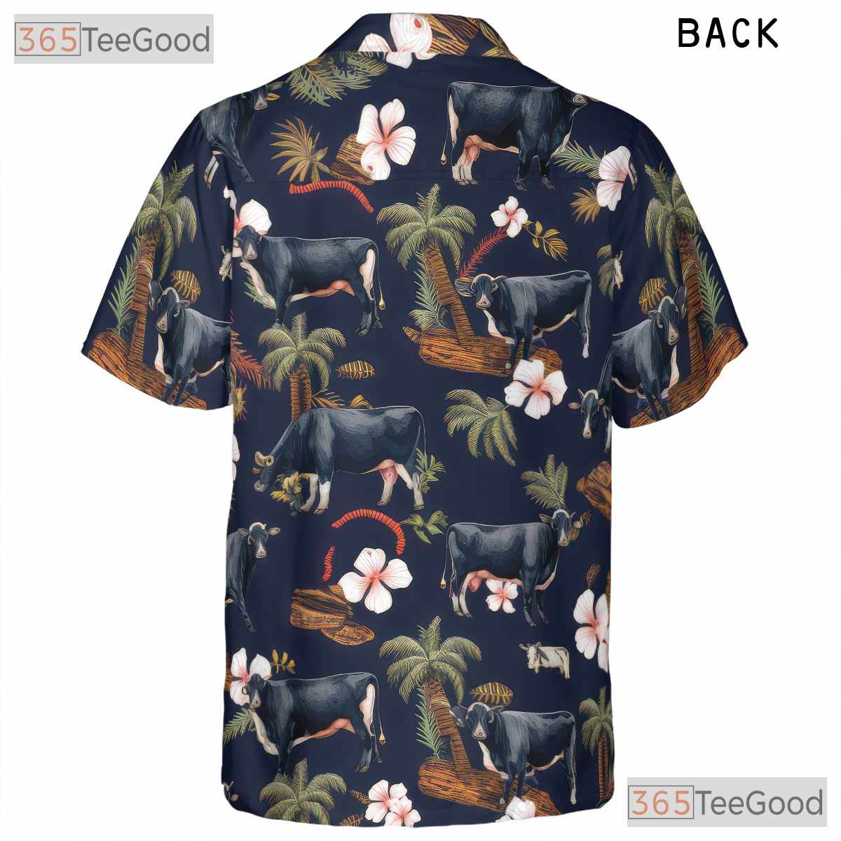 Black Angus Cow Western Farm Animal Floral Hawaiian Shirt Unisex Aloha Beach Top