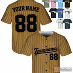 Black Baseball Jersey Tee - Custom Name, Number, and Logo Personalization