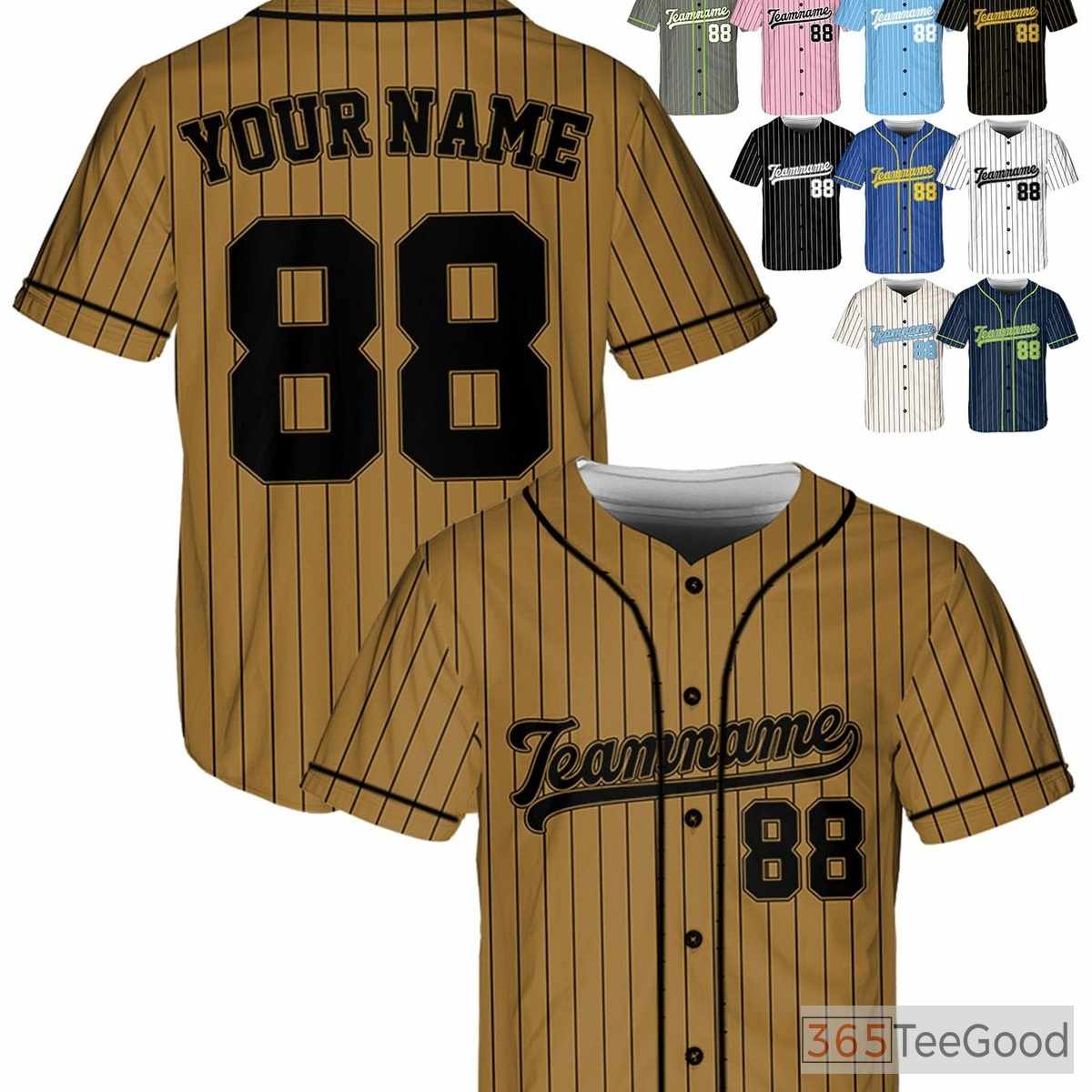 Black Baseball Jersey Tee - Personalized with Your Name, Number, and Team Logo Details