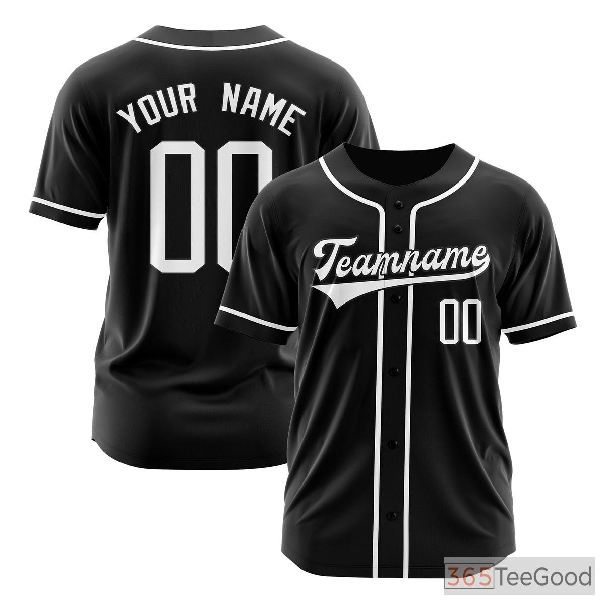 Black Baseball Jersey Tee for Men & Women - Create Your Own Custom Look