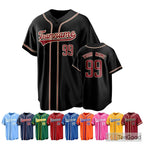 Black Baseball Jersey Tee for Men & Women - Your Custom Name, Number & Text
