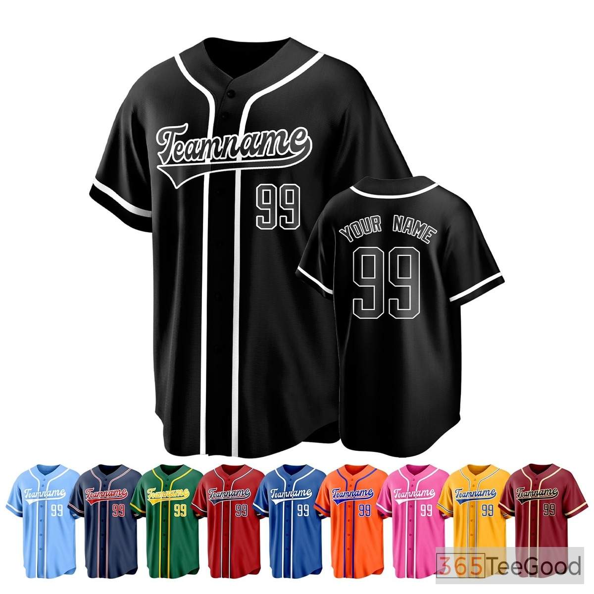 Black Baseball Jersey Tee for Men & Women - Design Your Custom Name & Number