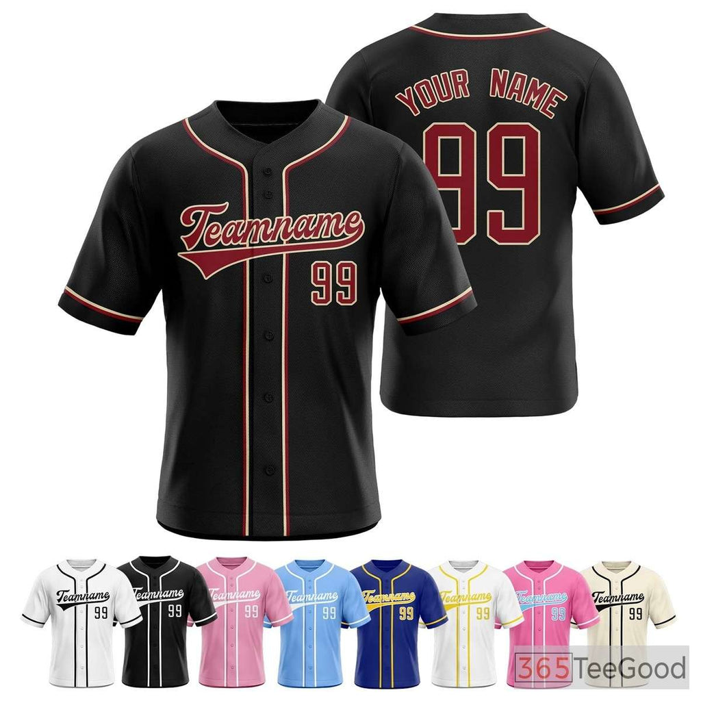Black Baseball Jersey Tee for Men & Women – Ready for Your Custom Artwork