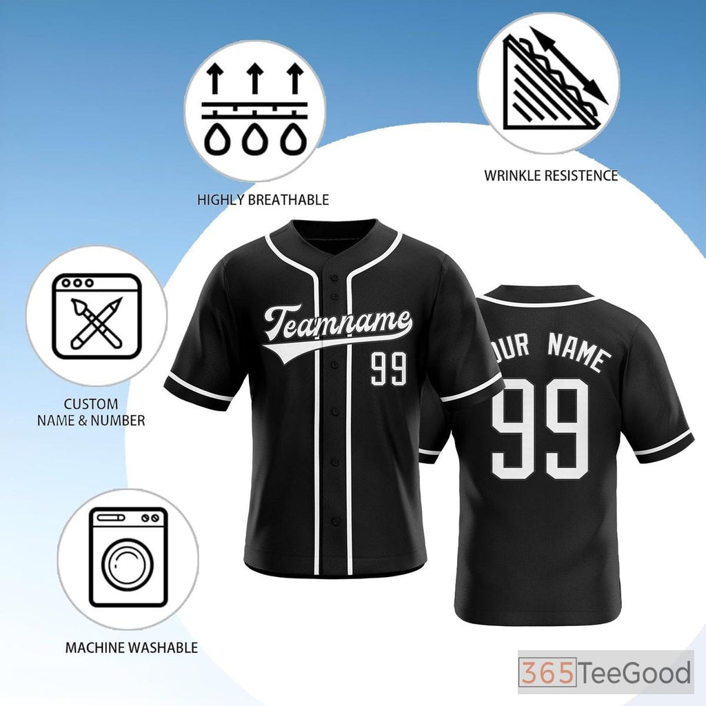 Black Baseball Jersey Tee for Men & Women - Perfect for Your Custom Design